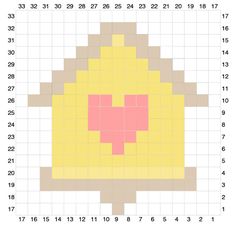 an image of a pixelo face with pink squares on the bottom and yellow squares on the top