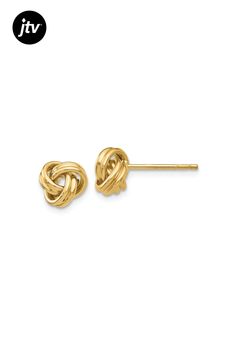 14k yellow gold 7mm love knot stud earrings with push backings. Knot Stud Earrings, Knot Studs, Love Knot, Gold Polish, 10k Gold, Knot, Yellow Gold, Stud Earrings, Rose Gold