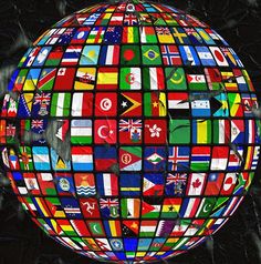 the globe is made up of many different flags