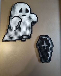 two pieces of lego art made to look like ghost