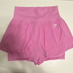 Pink Gym Shark Shorts With Attached Spandex Underneath. Never Worn! Stretch Summer Gym Bottoms, High Waist Summer Gym Bottoms, Pink Summer Gym Bottoms, Pink Bottoms For Gym In Summer, Pink Shorts With Wide Waistband, Pink Shorts With Wide Waistband For Summer, High Waist Summer Workout Shorts, Summer High Waist Workout Shorts, Summer Stretch Pink Athletic Shorts