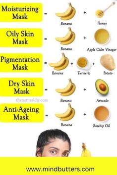 * Bananas restore the moisture in your skin and hydrate the skin cells. * It also produces collagen, which can make your skin firm. * Potassium, along with vitamins E and C in bananas, is responsible for making skin look clearer Banana Peals For Skin, Banana For Face, Banana For Skin, Dry Skin Mask Homemade, Banana Skin Care, Face Mask For Skin Care, Get Long Hair Fast, Hair Growth At Home, Hair Growth Long