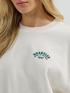 Experience the Spirit of the West with Wrangler's crew neck sweatshirt. Made with the softest fabric, this sweatshirt offers ultimate comfort and style. Stay warm and stylish, while embracing the adventurous spirit of the west. Get yours today! 80% Cotton, 20% Polyester Toddler Boots, Long Sleeve Kids, Boys Bottoms, Womens Crewneck, Boys Pajamas, Vintage Sweatshirt, Kids Tops, Work Boots, Dress With Boots