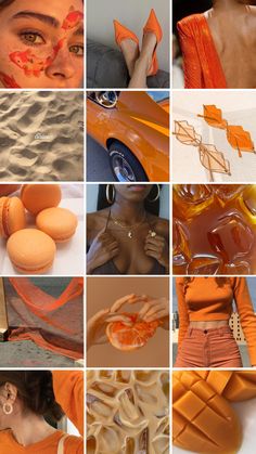 many different pictures with orange and white colors