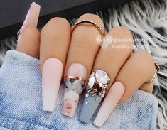 French Pedicure, Gray Nails, Coffin Nails Long, Glam Nails, Kandy, Dream Nails