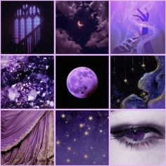 purple collage with stars and moon in the sky