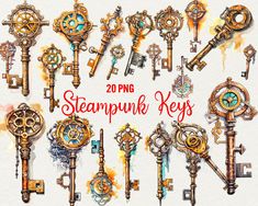 20 vintage steampunk keys