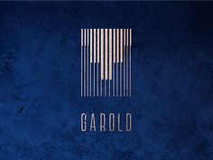 the word garolo is written in gold on a blue background with vertical bars