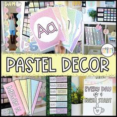 a collage of pastel decor with the words pastel decor on it and photos