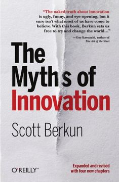 a book cover with torn up paper and the words, the mythss of innovation