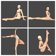 four different poses of a woman doing yoga