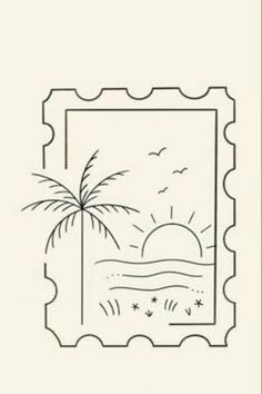 a stamp with a palm tree on it