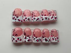 Duck Nails Y2K Mcbling Leopard Print Handmade Acrylic Etsy Nails Acrylic Leopard, Duck Nails Acrylic Y2k, Nails Acrylic Y2k, Duck Nails Y2k, Y2k Nails Acrylic, Duck Nails Acrylic, Mcbling Nails, Nails Coquette, Nails Charms