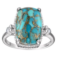 Enhance your look with this unique Designs by Gioelli Sterling Silver Blue Copper Turquoise Ring. Click on this JEWELRY & WATCHES GUIDE to learn about fit, styles, materials and more! Enhance your look with this unique Designs by Gioelli Sterling Silver Blue Copper Turquoise Ring. Click on this JEWELRY & WATCHES GUIDE to learn about fit, styles, materials and more! FEATURES Width: 15.5 mm Shank style: traditional Band fit: half-round Nickel free Metal: sterling silver Plating: rhodium Finish: po Cute Nike Shoes, Copper Turquoise, Cute Nikes, Silver Blue, Cushion Cut, Turquoise Jewelry, Turquoise Stone, Womens Jewelry Rings, Rings Statement