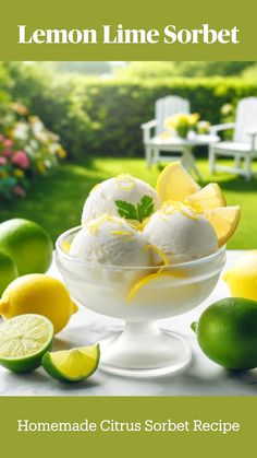 lemon lime sorbet recipe in a bowl