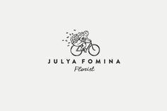 the logo for julia fominia finest, a bicycle shop that sells flowers and fruit