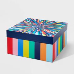 a multicolored box on a white background