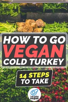 a sign that says how to go vegan cold turkey 4 steps to take it