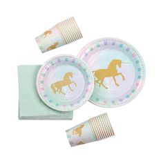 Unicorn Tableware Kit for 20 Guests Navy Blue Napkins, Unicorn Plates, Banquet Chair Covers, Unicorn Party Supplies, Green Napkins, Pastel Balloons, Blue Napkins, Flower Panels, Unicorn Theme