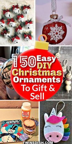 christmas ornaments and crafts are featured in this collage