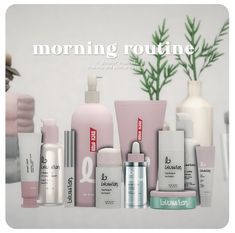 an advertisement for the skin care brand is shown in front of various products and flowers