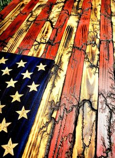 an american flag made out of old wood