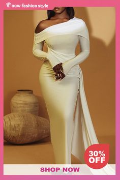 White Off-Shoulder Ruched Maxi Dress Long Sleeve Draped Tail Cocktail Party Bodycon Evening Gown Maxi Dress White Maxi Dress Wedding, Dress Banquet, Gown For Women, Ruched Maxi Dress, Long Sleeve Cocktail Dress, Asymmetric Dress, Maxi Gown Dress, Female Clothing, White Off Shoulder