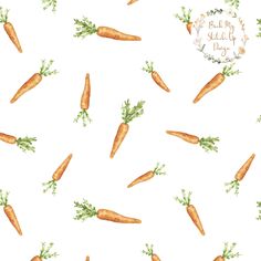 watercolor carrots with green leaves and stems on a white background seamless pattern