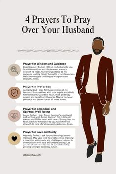 a man in a suit with the words 4 prayers to pray over your husband