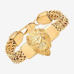 Features: Hypoallergenic, Quick ShipCircumference: 8 1/2 InchJewelry Closure: Lobster ClaspLink Construction: SolidMetal Color: YellowChain Length: 24 InchChain Width: 33.02 MillimetersPendant Length: 8.5mmPendant Width: 1.3mmChain Construction: BoxCare: Wipe CleanBracelet Type: Chain BraceletsMetal: 18k Gold Over Stainless SteelIs Beaded: NoCountry of Origin: Imported Gold Rectangular Stainless Steel Chain Bracelet, Gold Metal Curb Chain Bracelet For Gift, Gold Curb Chain Bracelet Gift, Gold Curb Chain Bracelet As Gift, Luxury Gold Stainless Steel Chain Bracelet, Gold Stainless Steel Bracelets With Curb Chain, Yellow Gold Cuban Link Bracelet Box Chain As Gift, Gold Stainless Steel Bracelet With Curb Chain, Cuban Link Yellow Gold Box Chain Bracelet As Gift