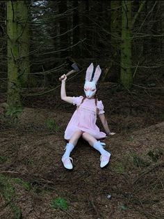 Creepy Bunny, Creepy Cute Aesthetic, Rabbit Mask, Creepy Core, Bunny Mask, Doll Aesthetic, Mask Girl, Halloween This Year