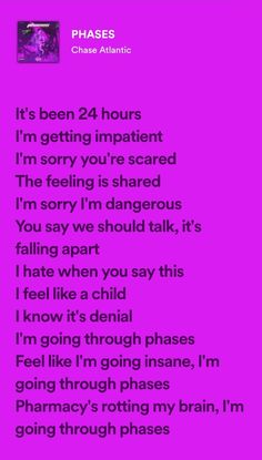 PHASES Chase Atlantic Spotify song lyrics Chase Atlantic, Spotify Song, Songs, Feelings, Quick Saves