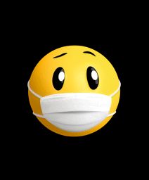 a smiley face wearing a surgical mask