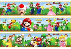 mario and friends are playing in the nintendo wii video game console wallpaper borders