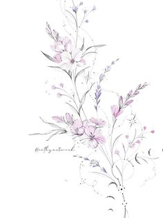 a drawing of some flowers on a white background