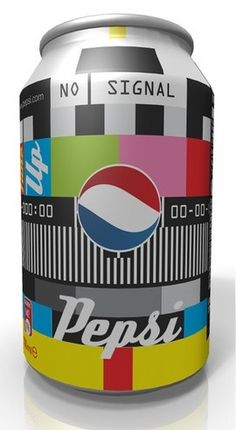 a can of pepsi on a white background with the word pepsi spelled in bold colors