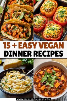 Need inspiration for a quick, easy, and healthy vegan dinner recipe? These plant-based recipes are perfect for family meals, packed with flavor, and high in protein! From comforting pastas to nutrient-rich options, there’s something for everyone. Simple, satisfying, and ready in no time—discover your new go-to vegan dinner recipes tonight! Save this for later and get cooking! Whole Foods Meal Plan, Vegan Picnic, Hunger Pangs, Vegetarian Recipes Dinner Healthy, Quick Vegan, Healthy Vegetarian Dinner, Fast Dinner Recipes, Vegan Recipes Videos, Recipes Yummy