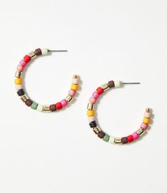 Shop LOFT for stylish women’s clothing. You’ll love our irresistible Multicolored Beaded Hoop Earrings - shop LOFT.com today! Trendy Multicolor Small Hoop Beaded Earrings, Seed Bead Hoop Earrings, Dangle Beaded Earrings, Bead Hoop Earrings, Beaded Hoop Earrings, Beaded Hoops, Beaded Dangles, Seed Bead, Stylish Women