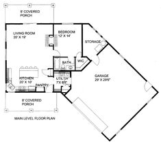 the floor plan for this house shows the living area and kitchen