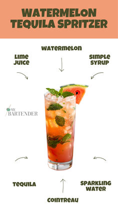 Watermelon Tequila Spritzer Tequila Spritzer, Sparkling Water Cocktail, Watermelon Cocktails, Cointreau Cocktails, Watermelon Tequila, Water Cocktails, Watermelon Cocktail, Best Summer Cocktails