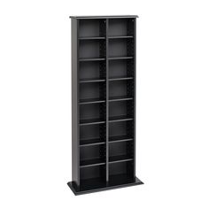 Attractive and versatile, the Double Multimedia Storage Tower is a practical storage solution for your media collection. Its shelves, separated by a central divider, boast room for over 300 CDs. Each shelf is fully adjustable, meaning you're free to customize according to your collection's needs. Fill and sort through your collection with ease, thanks to the horizontal storage. Attractive and functional, this tower is perfect for the casual collector. Prepac Media Storage Black Transitional Particleboard Media Cabinet | BMA-0320 Multimedia Storage, Media Storage Tower, Media Tower, Media Storage Cabinet, Media Shelf, Stairs Storage, Game Storage, Storage Towers, Media Cabinet