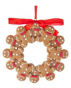 PRICES MAY VARY. Kurt Adler Gingerbread Boy Wreath Ornament Made of claydough and mica Measures 4.75" Hangs from red ribbon Gingerbread Man Wreath, Wreath Hanging, Wreath Ornament, Gingerbread Ornaments, Wreath Decoration, Kurt Adler, Christmas Mouse, Gingerbread Men, Original Gifts