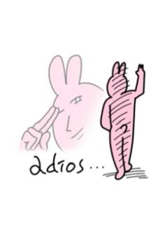 an image of a rabbit with the word adis in it's mouth and another bunny