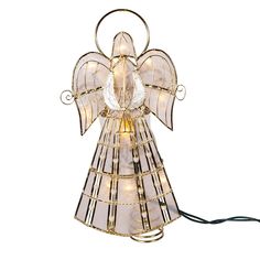 Kurt Adler 10-Light LED Capiz Wire Angel Tree Topper Lighted Tree Branches, Wire Angel, Net Lights, Angel Tree Topper, Light Bulb Lamp, Icicle Lights, Rope Lights, Capiz Shell, Angel Tree