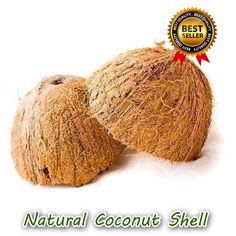 two coconuts sitting next to each other on top of a white background with an award seal