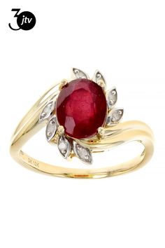 2.35ct Oval Red Mahaleo�� Ruby With 0.05ctw Round White Diamond 10k Yellow Gold Ring. Measures Approximately 0.99"L x 0.83"W. Ring Spacer, School Jewelry, Popular Jewelry, Yellow Gold Ring, Womens Glasses, Jewelry Maker, Turquoise Jewelry, Yellow Gold Rings, Jewelry Making Beads