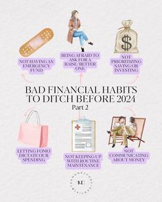 an info sheet with the words bad financial habitts to ditch before 2012