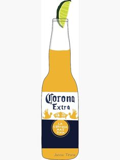 a bottle of corona extra beer with a lime wedge on the top and bottom half