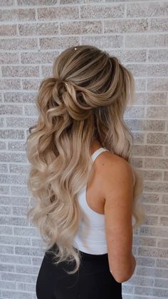 Cute Bridesmaid Hairstyles Half Up, Up And Down Wedding Hairstyles, Wedding Hairstyles For Extensions, Part Up Wedding Hair, Half Up And Half Down Wedding Hairstyles, Bride Up Hairstyles, Bridsmade Hair, Fully Down Wedding Hair, Some Up Some Down Wedding Hair