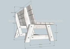 a drawing of a wooden chair with measurements